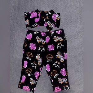 Harley-Davidson Girl Black Leggings with Pink and Orange matching headband
